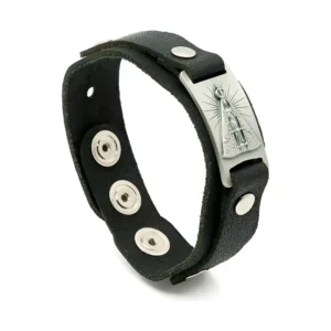 Pulseira de Couro Preta Nossa Senhora Aparecida