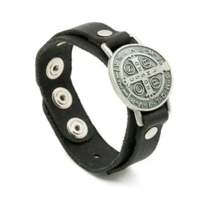 Pulseira de Couro Preta São Bento